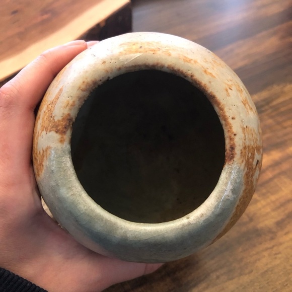 Rustic Brown and Baby Blue Ceramic Vase - Picture 13 of 14